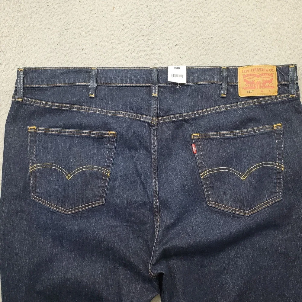 Levi's 511 Jeans Mens 46x32 Blue Denim Performance Stretch Straight Leg Slim Fit